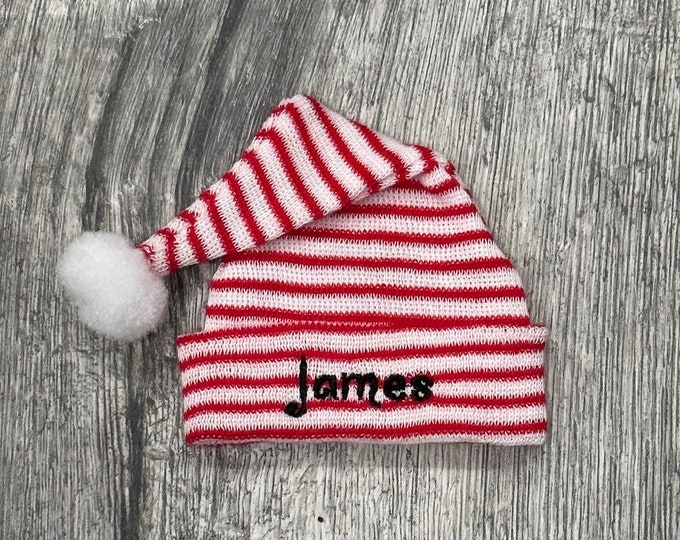 Personalized baby Santa's helper hat - micro preemie / preemie / newborn Christmas hat for baby