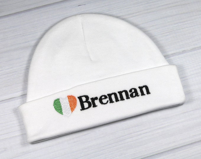 Personalized baby hat with Irish flag - micro preemie / preemie / newborn / 0-3 months / 3-6 months / 6-12 months