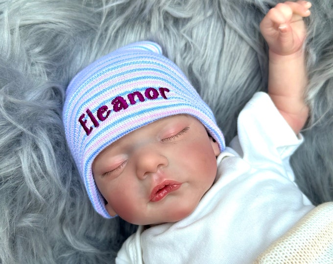 Baby hospital hat - personalized newborn beanie - personalized preemie hat - multicolor baby name hat