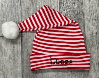 Personalized Santa's helper hat sized 6 months to 6 years old - stretchy Santa hat for toddlers Christmas hat for kids