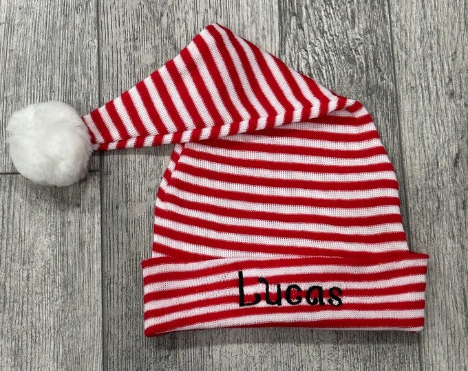 Personalized Santa's helper hat sized 6 months to 6 years old - stretchy Santa hat for toddlers Christmas hat for kids