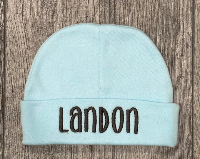 Personalized baby boy hat - micro preemie / preemie / newborn / 0-3 months / 3-6 months / 6-12 months