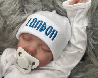 Personalized Baby Name Beanie: Newborn Hospital Cap, Shower Gift | Sizes Micro Preemie - 12 months