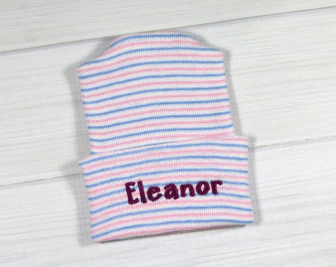 Baby hospital hat - personalized newborn beanie - personalized preemie hat - multicolor baby name hat