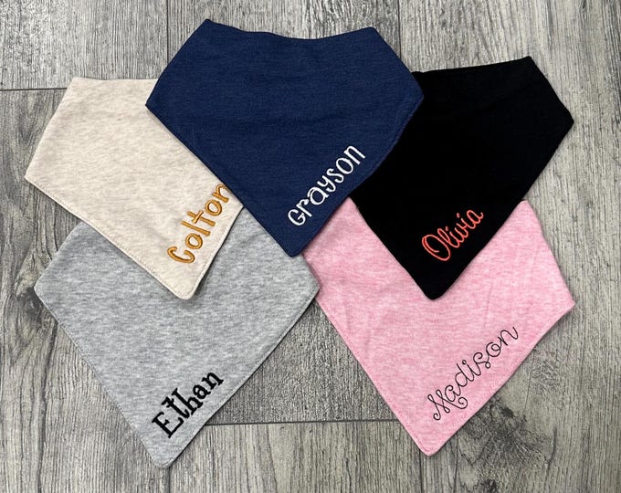 Personalized Baby Bandana Bib: Embroidered Name Monogram