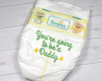 Pregnancy announcement diaper - You're Going to Be a Daddy - embroidered diaper baby keepsake for memory box or shadow box