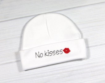 No Kisses newborn hat - No Kisses preemie hat - baby shower gift - NICU hat