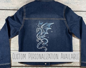 Embroidered Dragon Kids Denim Jacket - Personalized Toddler Jean Jacket