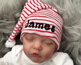 Personalized Santa's helper hat - micro preemie / preemie/ /newborn/ /infant / toddler Christmas hat