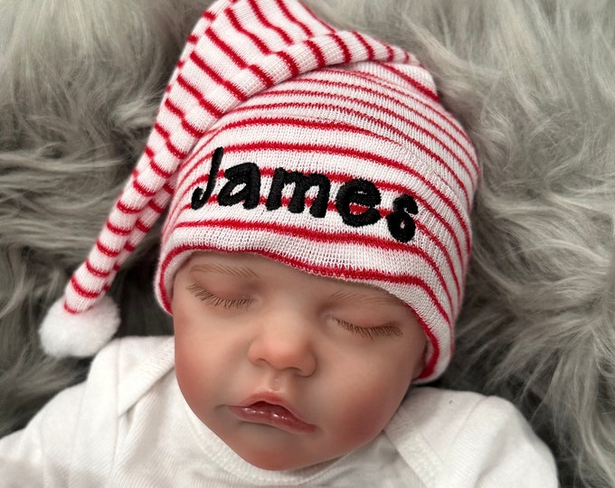 Personalized Santa's helper hat - micro preemie / preemie/ /newborn/ /infant / toddler Christmas hat