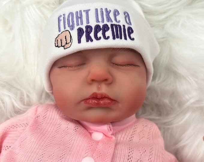 Preemie beanie - Fight like a preemie - NICU baby hat - preemie hat - preemie fighter cap - baby hospital cap