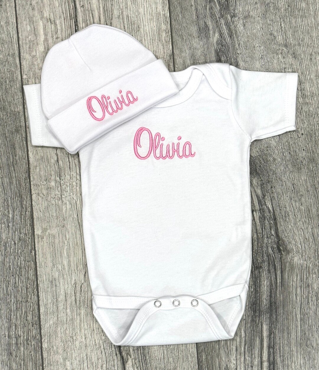 Personalized Embroidered Baby Clothing Set With Hat and Etsy