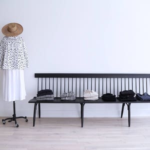 Black dining bench with back outlet