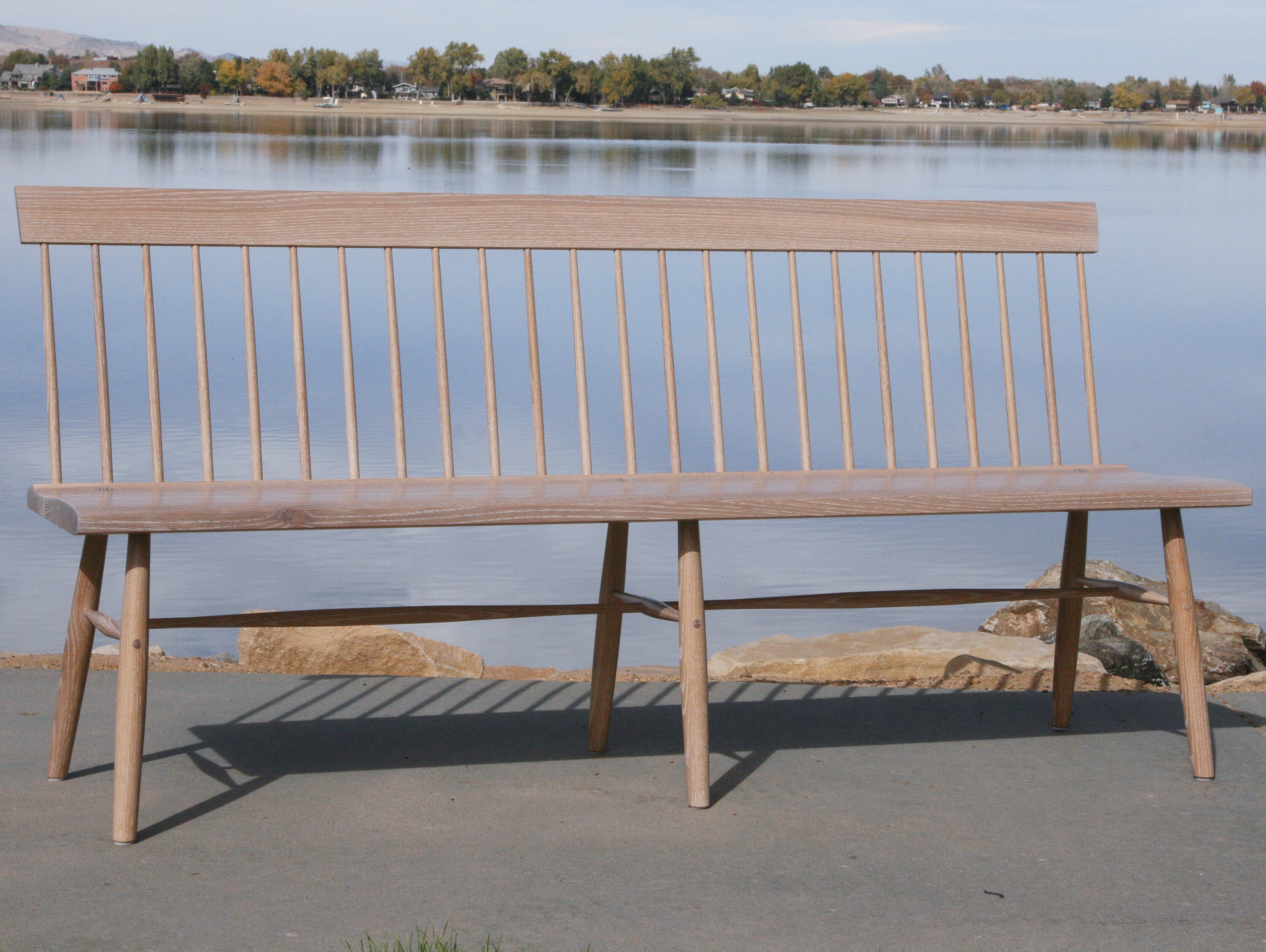 White Washed Oak Spindle Back Bench Shaker Bench Entry Etsy