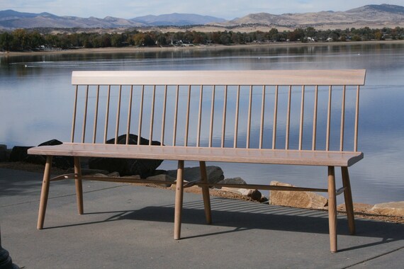 White Washed Oak Spindle Back Bench Shaker Bench Entry Etsy