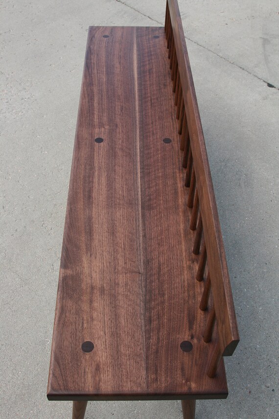 Solid Walnut Low Back Spindle Bench Shaker Bench Entry Bench