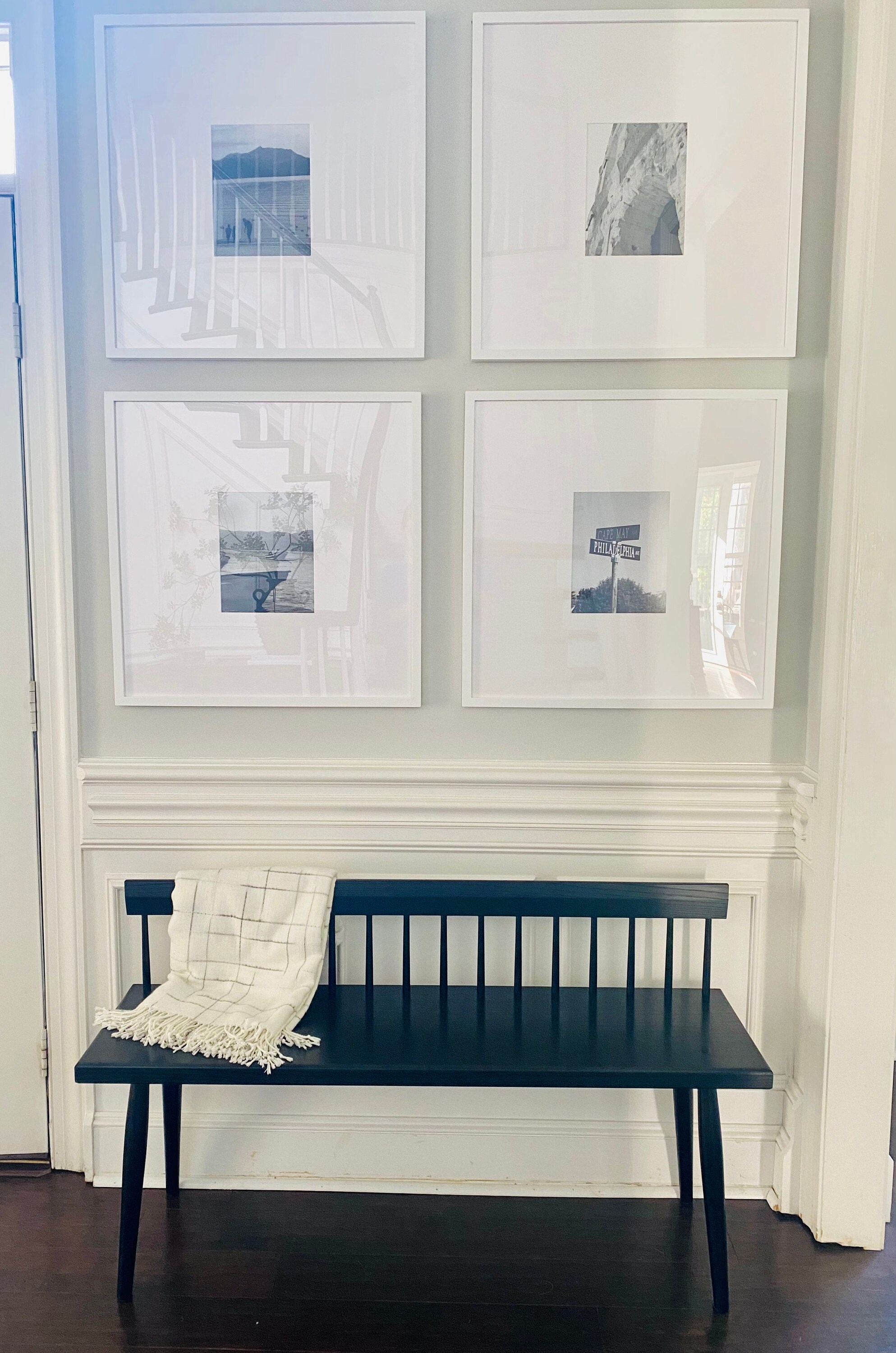 Black entryway bench with back deals