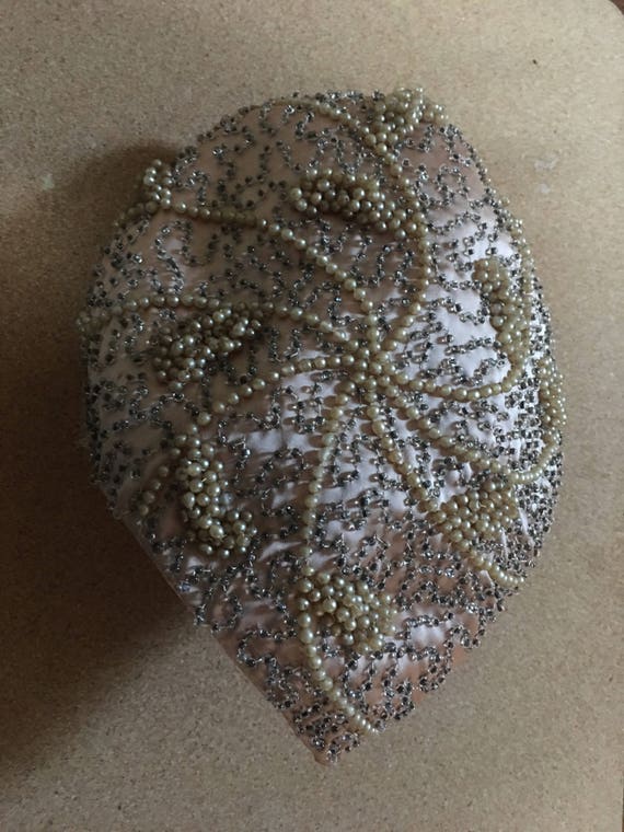 Vintage Wedding Fascinator Bridal Hat Silk Glass B