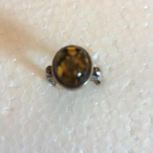 Amber Stone  Silver Ring marked .925 Size 6 1/2