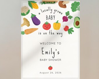 Locally Grown Baby Shower Welcome Sign, Farmers Market Party Poster (Editable Canva Templates) #SH07