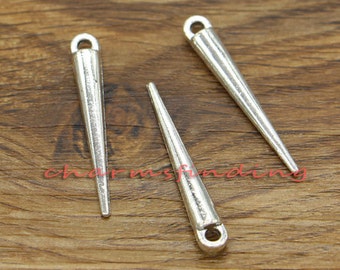 15pcs spike Charms silver tone spike charm pendant 34x5mm