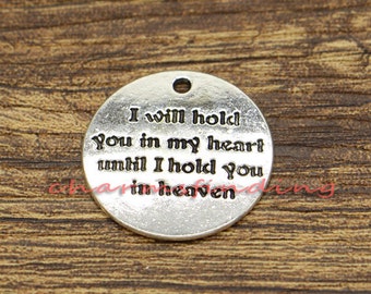 I Will Hold You in My Heart Until I Hold You in Heaven Angel Wing Baseball Softball Mitt Glove Swivel Clasp Clip on Charm 17K