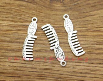 Comb Charm//Pendant Tibetan Antique Silver 28mm 10 Charms Accessory Jewellery