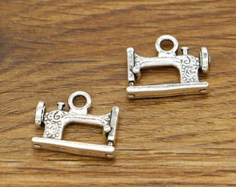 6 Sewing machine charms antique silver tone P523
