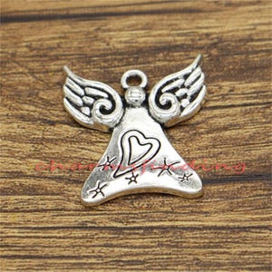 15pcs Large Fairy Charms Angel Charms Antique Silver Tone 2 Sided 25x28mm cf2676