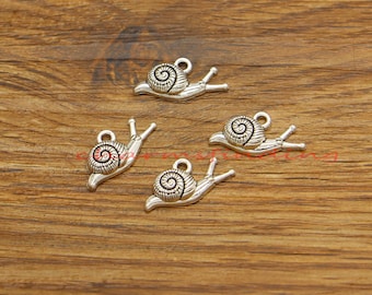 30pcs Cute Snail Charms Tiny Bug Charms Pendants Antique Silver Tone 10x20mm cf5216
