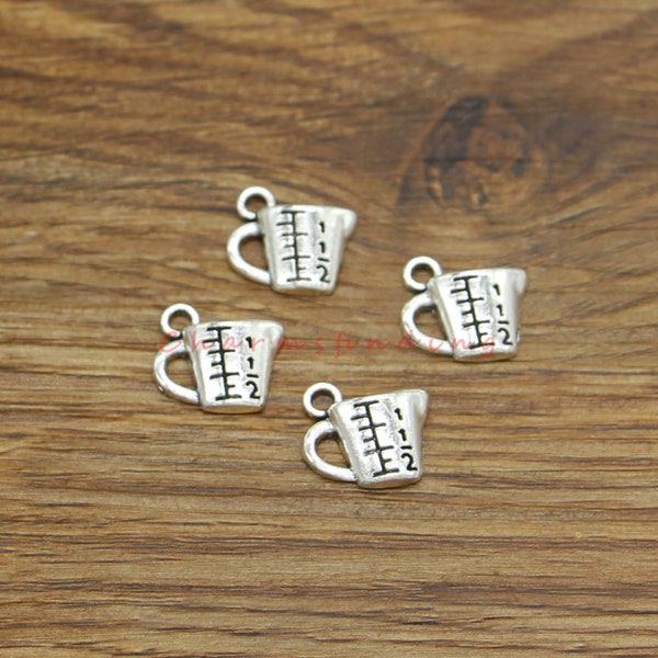 30pcs Measuring Cups Charms Spoons Cook Charm Antique Silver Tone 15x14mm cf4055