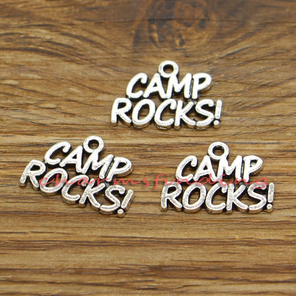 20pcs Camp Charms Camp Rocks Charms Antique Silver Tone 21x14mm cf2439