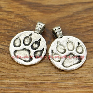 15pcs Bear Paw Charms Animal Charms Antique Silver Tone 28x21mm cf0071