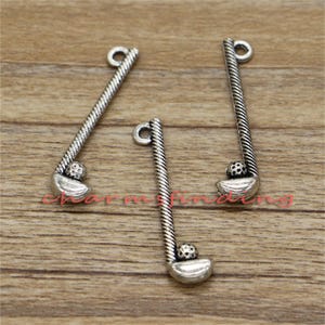 20pcs Golf Charms Sports Charms Club and Ball Charms Antique Silver Tone 34x12mm cf0439