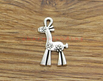 15pcs Giraffe Charms Animal Charms Antique Silver Tone 19x33mm cf4771