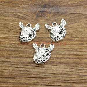 15pcs Rhinoceros Charms Rhino Animal Charms Antique Silver Tone 20x24mm cf4330