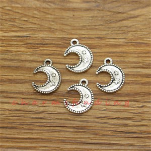 50pcs Moon and Star Charms Celestial Charms Antique Silver Tone 12x15mm cf3623
