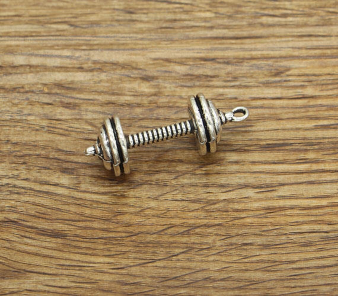 10pcs Barbell Charms 3D WeightLifting Charms Gym Charm Antique Etsy