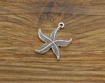 15 st sjöstjärnor berlocker strand hav hav berlocker antik silverfärgade 23 x 26 mm cf4646