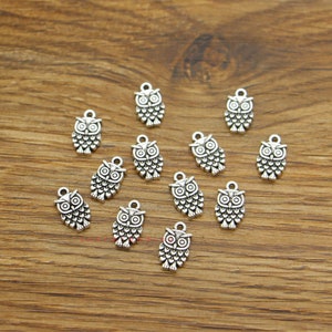 100pcs Gufo Charms Uccello Animal Charm Bulk Antique Silver Tono 7x12mm cf3963