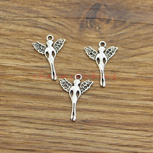 50pcs Bulk Fairy Charms Fantasy Fairytale Charm Antique Silver Tone 16x23mm cf4625