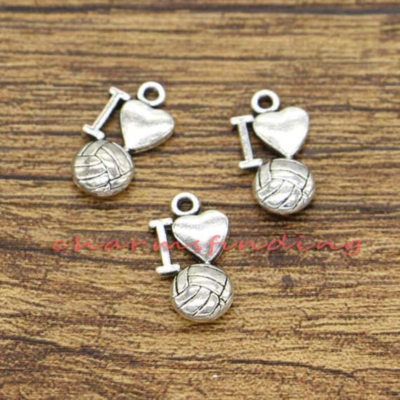 30pcs Volleyball Charms I Love Volleyball Charms Antique Etsy