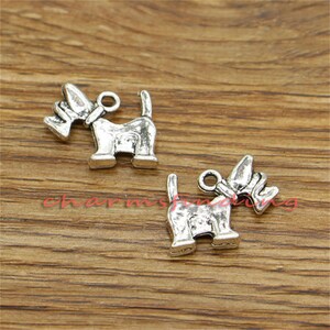 20 Stück Hund Charm Tier Charms Antik Silber Ton 18x15mm sf3283