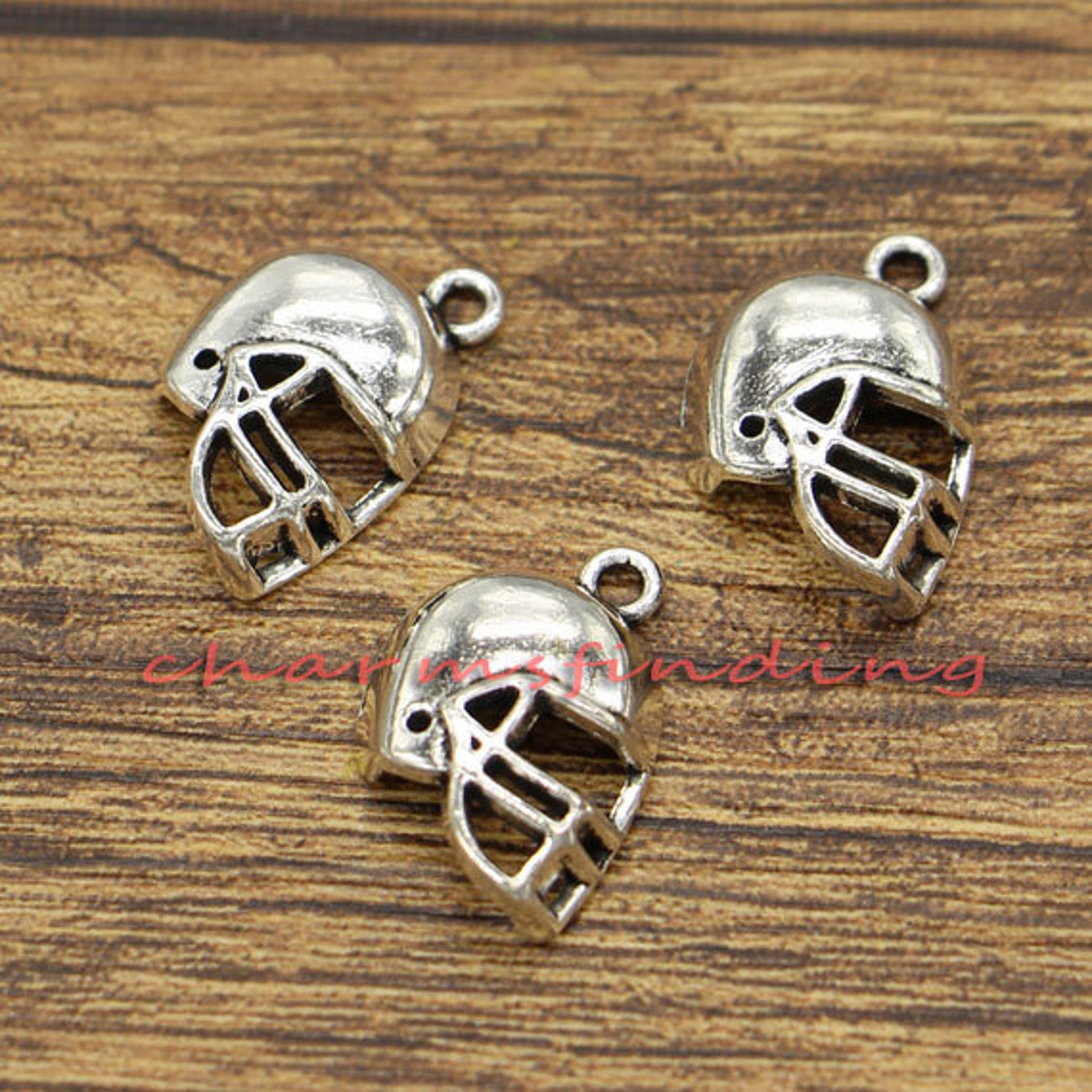20pcs Football Helmet Charms Mask 3D Charm Antique Silver Tone Etsy