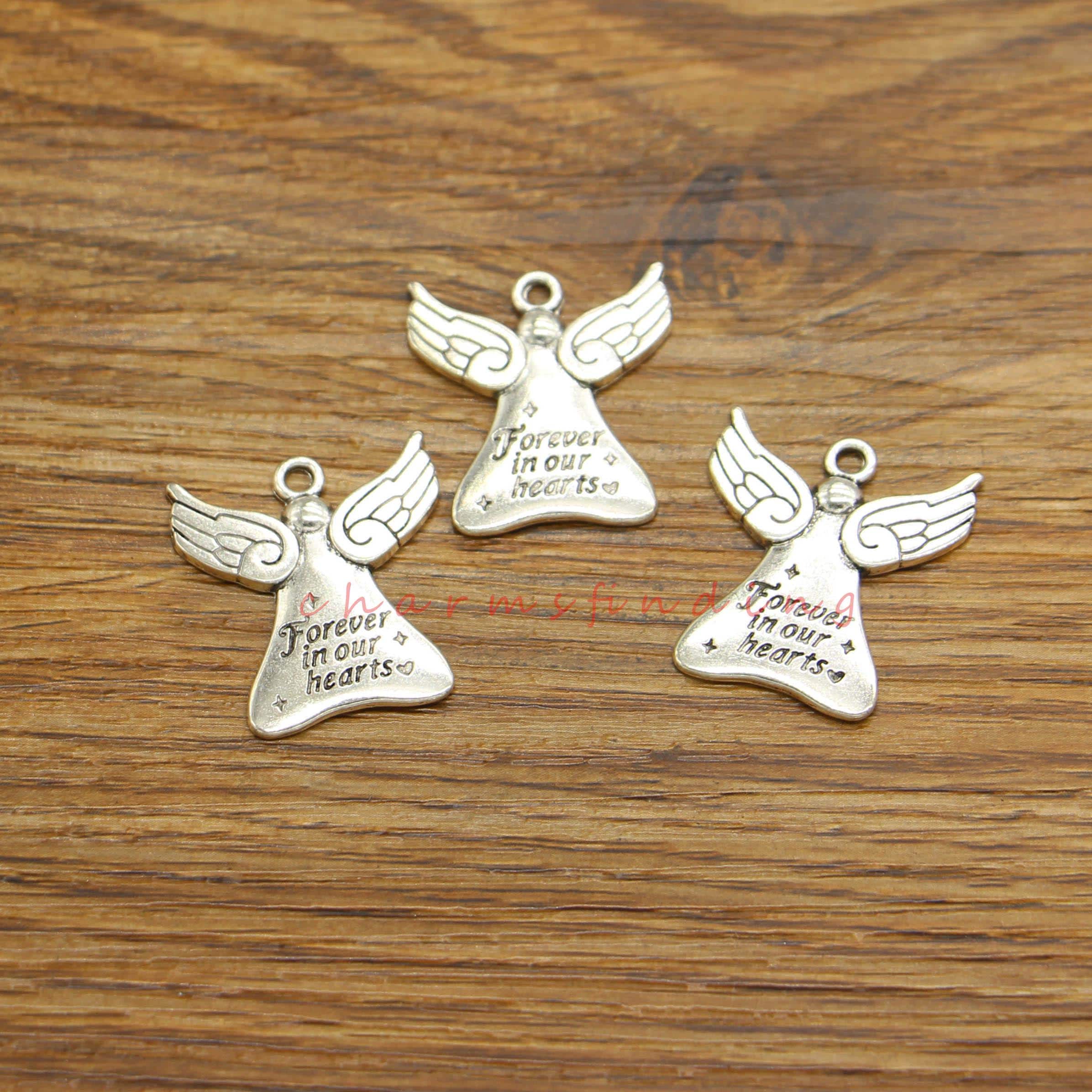 15pcs Angel Charms Angel Forever in Our Hearts Charms Antique