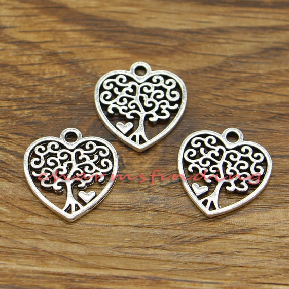 30pcs Heart Charm Valentine Charms Antique Silver Tone 17x18mm cf1021