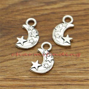 25-delig maanbedels maan- en sterbedels antiek zilverkleur 21 x 13 mm cf0247