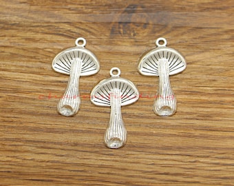 15 Stück Pilz Charms Futter Pflanze Charms Anhänger Antik Silber Ton 19 x 33 mm lf5150