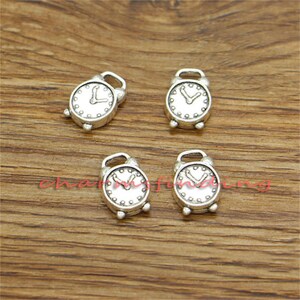30pcs Alarm Clock Charms Time Charms Antique Silver Tone 9x13mm cf3250