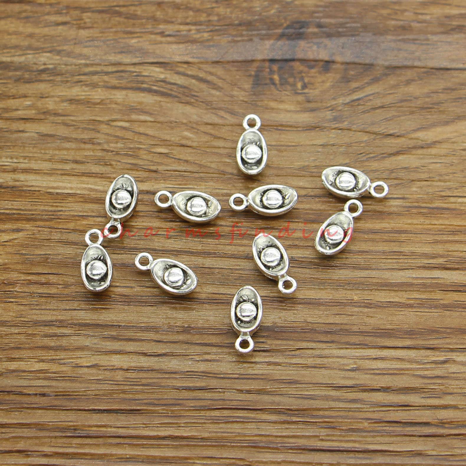 50pcs Chinese Ingot Charms Money Bulk Charms Antique Silver Tone 6x12mm cf4365